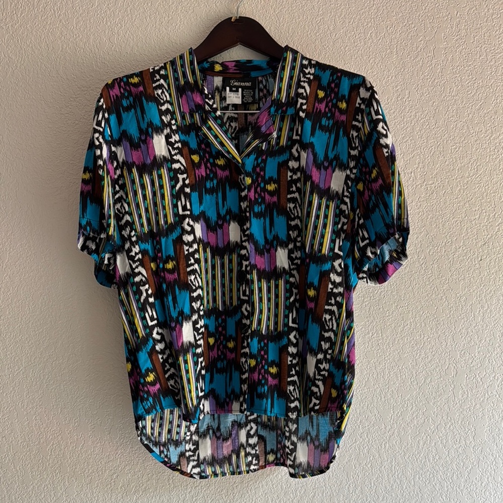 Vintage Gianna Vibrant Blue and Purple Blouse